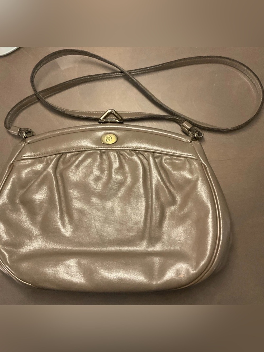 etienne aigner leather vintage Women’s Metallic clutch/Shoulder Strap